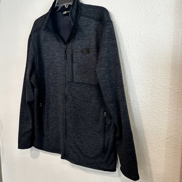 North Face Full Zip Sweatshirt Slate Gray Blue Zip Pockets EUC Mens Size Large - Picture 5 of 8